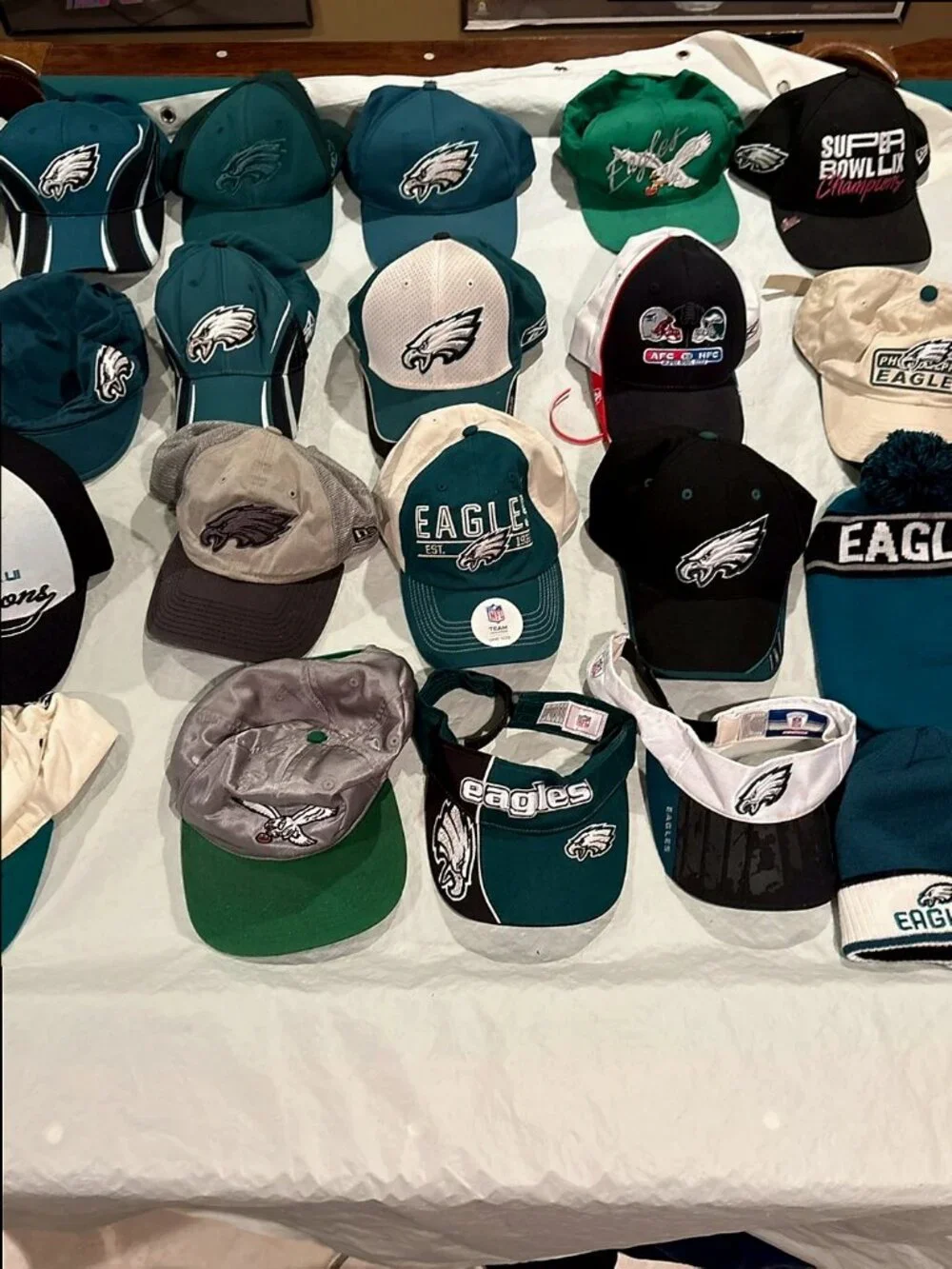 Philadelphia Eagles Lot of 20 Team Issued Reebok NFL Visors Bernie’s Hats VTG